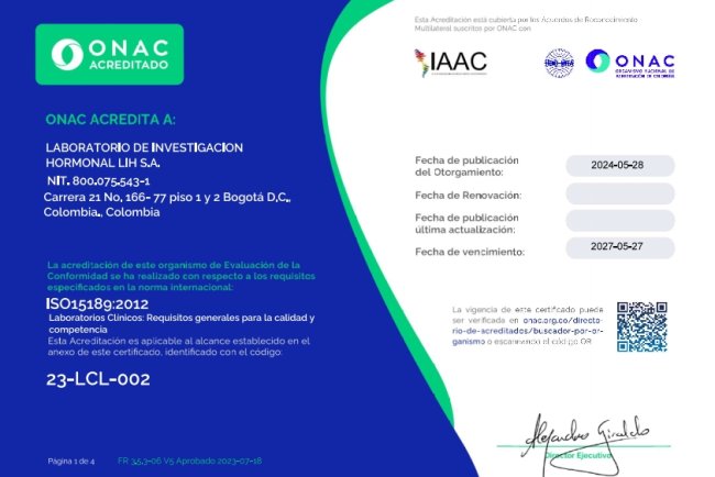 CERTIFICADO DE ACREDITACION ONAC