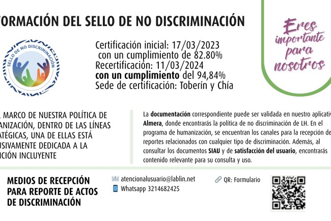 INFORMACION DEL SELLO DE DISCRIMINACIÓN