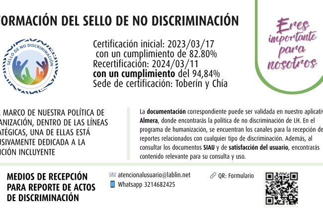 INFORMACION DEL SELLO DE DISCRIMINACIÓN